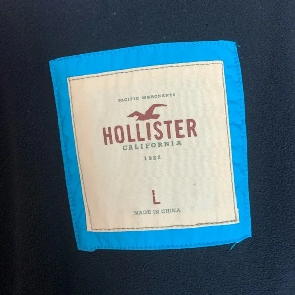 15. Hollister Black Winter Puffer Jacket Size Large Hooded - Picture 5 of 16